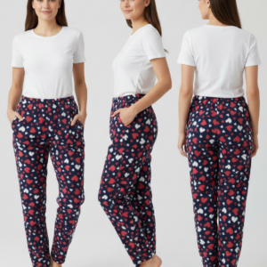 παντελόνι πυτζάμα βαμβακερή με καρδιές